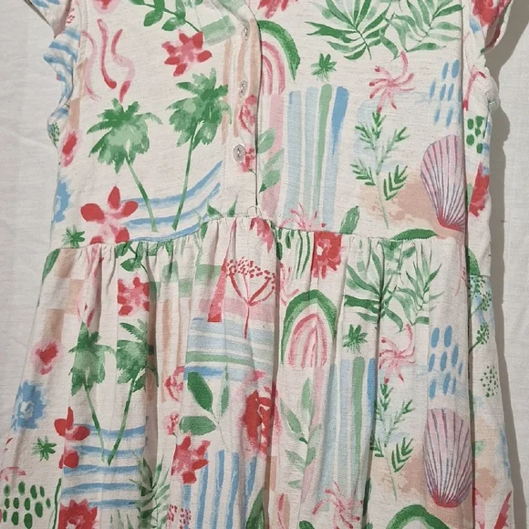 Women's Linen Rayon Floral & Palm Print Midi Dress, Sz 2, NWOT - Picture 4 of 14